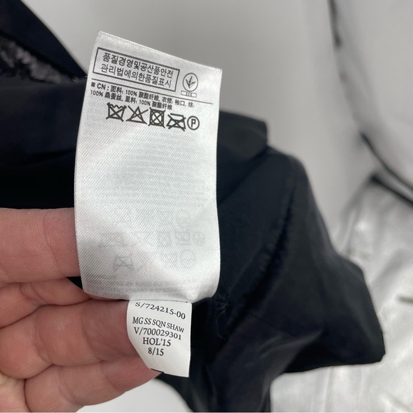 BR monogram short sleeve black sequin wrap dress Shaw collar Sz 2 - Picture 6 of 6